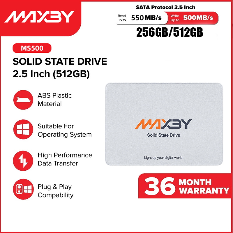 Maxby SSD SATA III 2.5" 256GB 512GB Solid State Drive Internal Hardisk Untuk Upgrade Laptop PC Origi