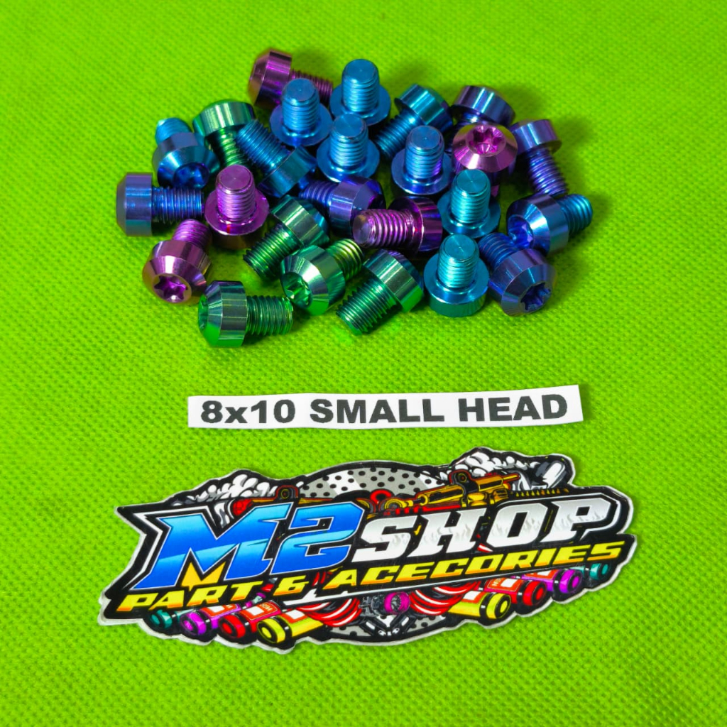 Baut Probolt Titanium M8x10 Small Head Drat 12 Panjang 1Cm/ baut titanium m8x10 smallhead drat12 pan