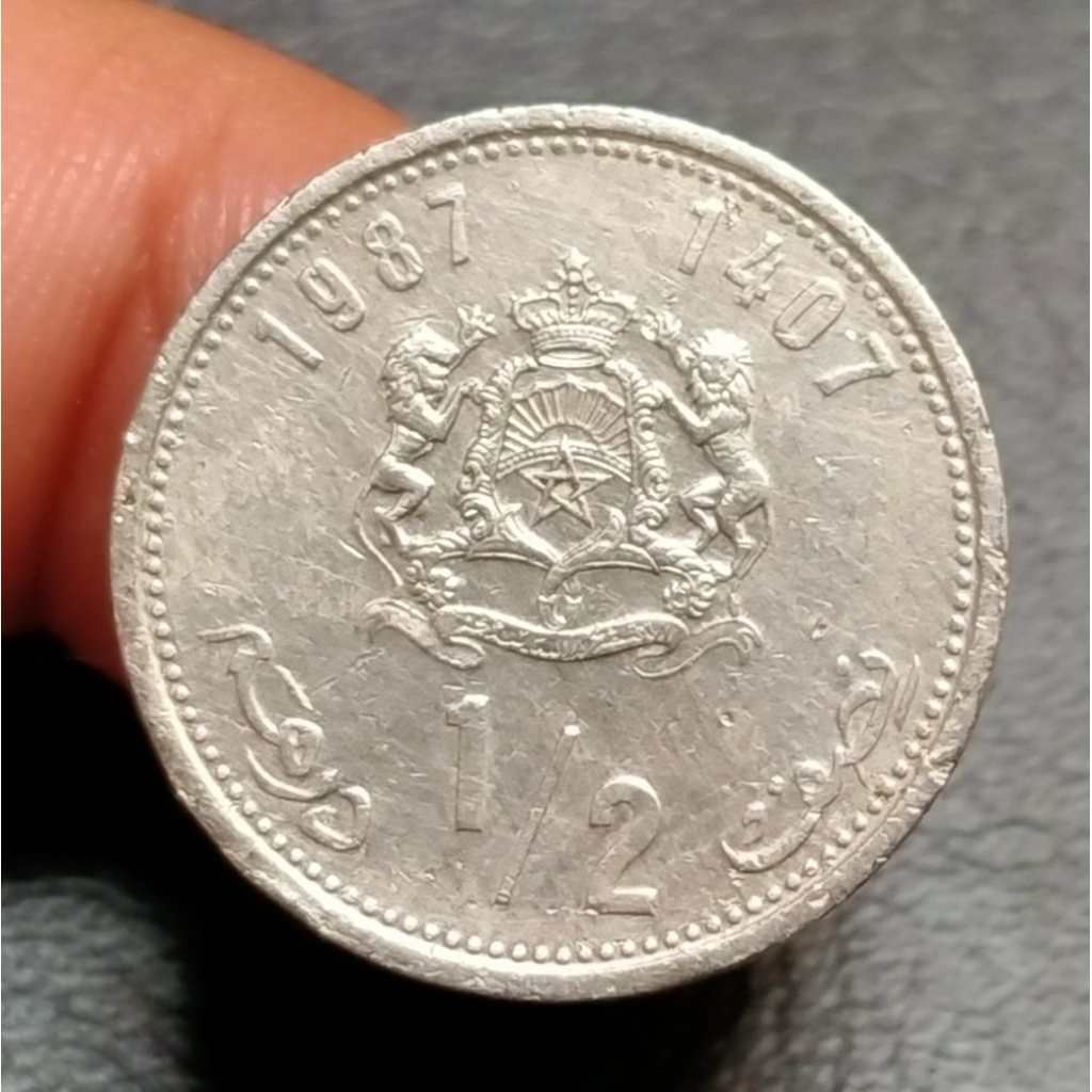 Koin Kuno Maroko 1/2 Dirham 1987