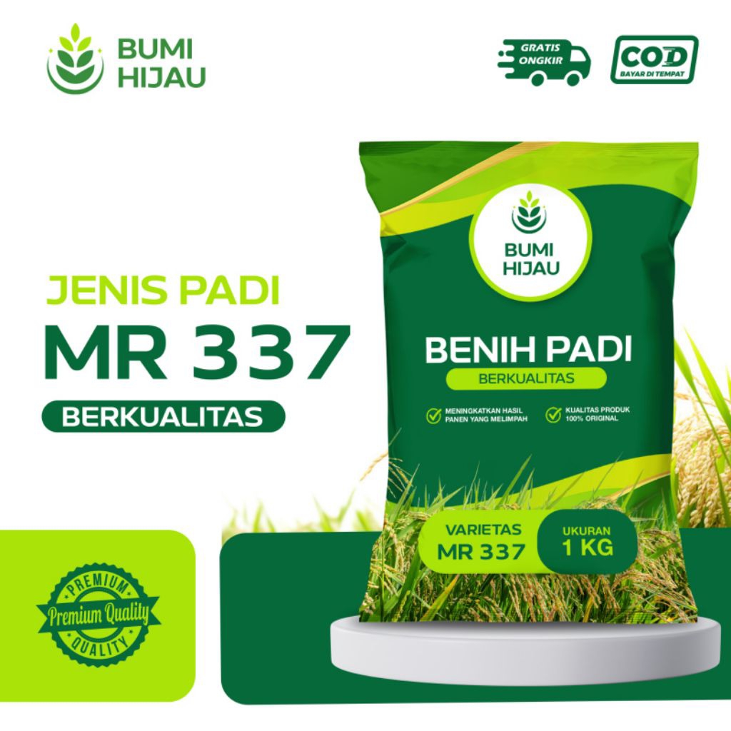 Benih padi bibit padi MR 337 kualitas original kemasan 1 kg