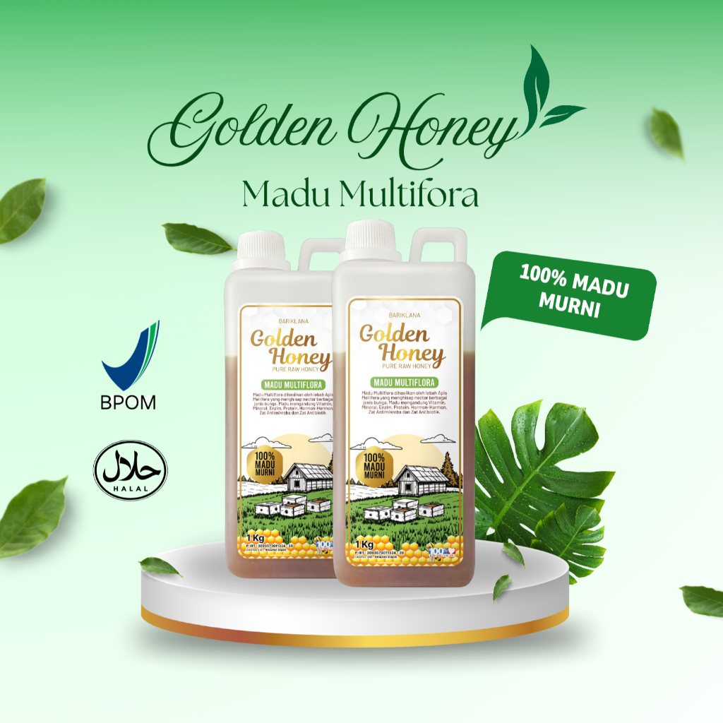 Golden Honey Madu Multifora 1Kg | Madu Murni Asli | Madu Alami Premium