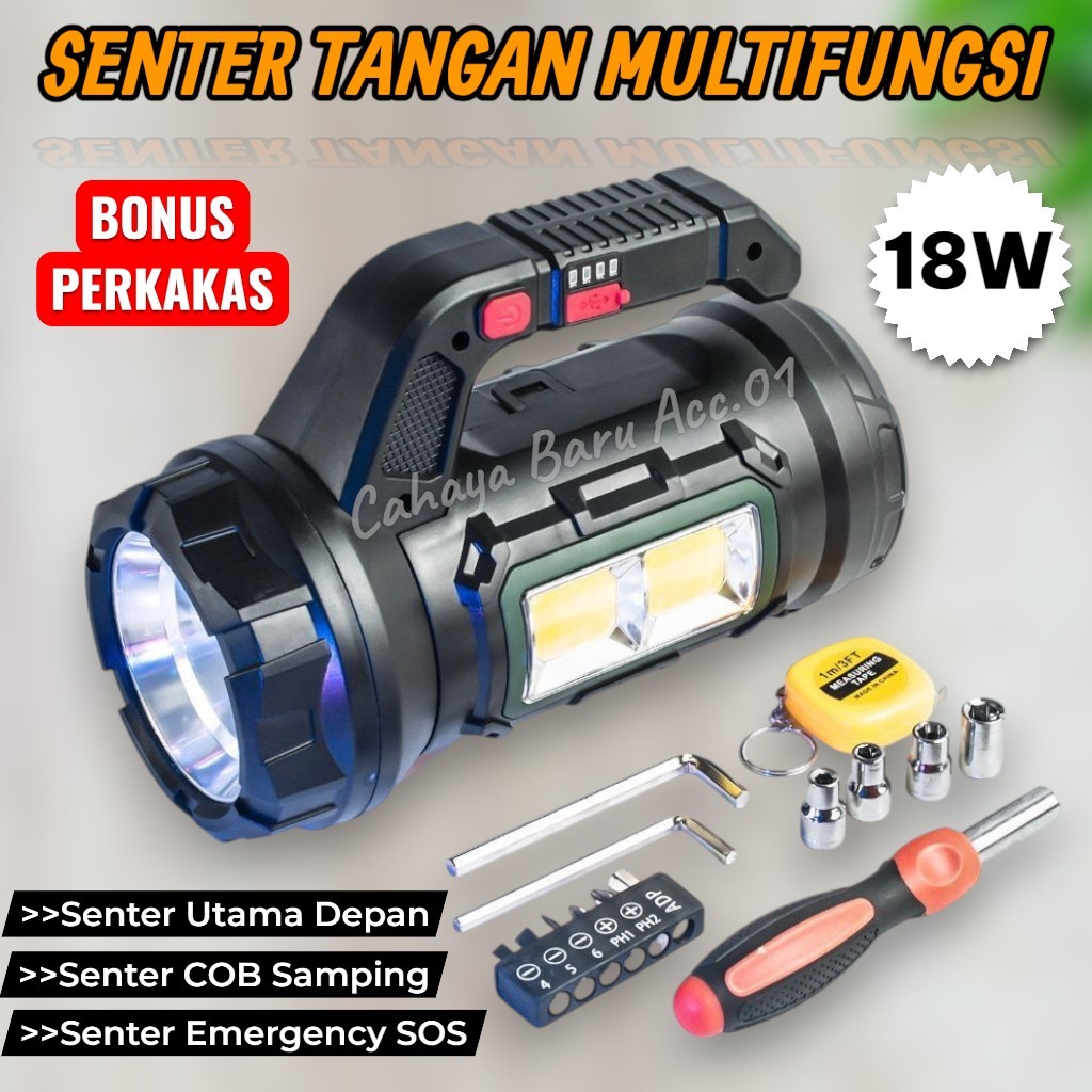 Senter Tangan Bonus Perkakas Multifungsi 14 in 1 Tool Kit Set Senter LED Flashlight Rechargeable / S