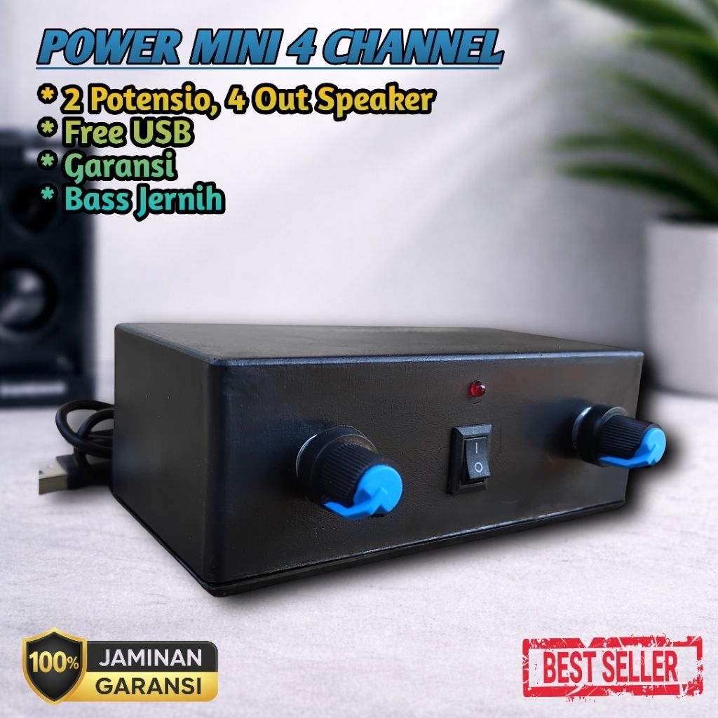 Amplifier Mini 4 CHANNEL USB + RCA Stereo Mini Portable Suara Jernih Bass Mantap Gratis kabel USB