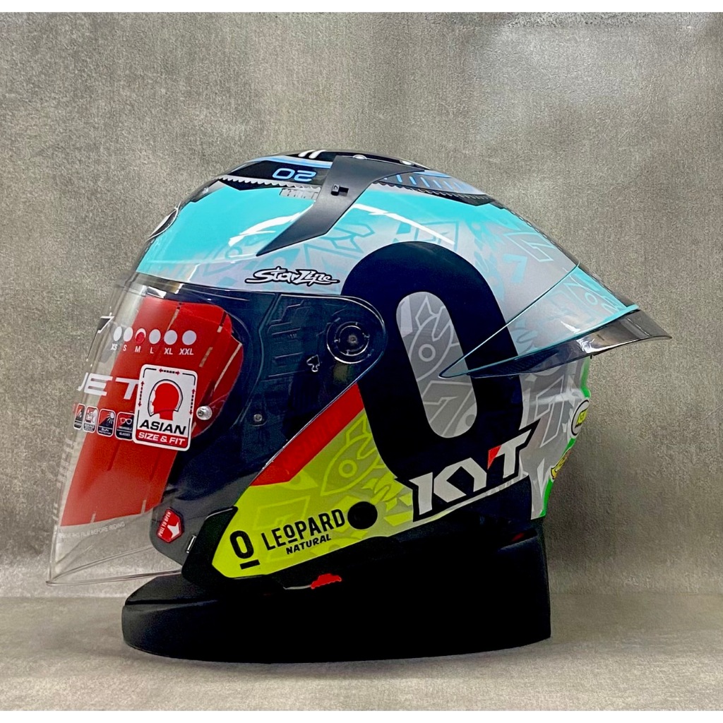 KYT TTR JET Motif All Warna Kaca Bening Free Spoiler 3D Original Half Face Double Visor Pria Wanita