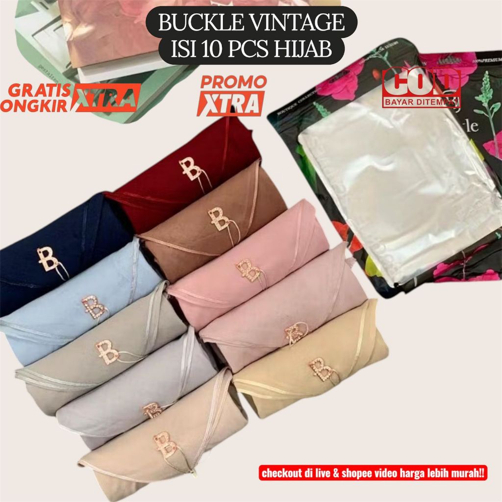 ShiifaHijab - (10 Pcs)  Hijab Buckle Vintage Packaging Pouch