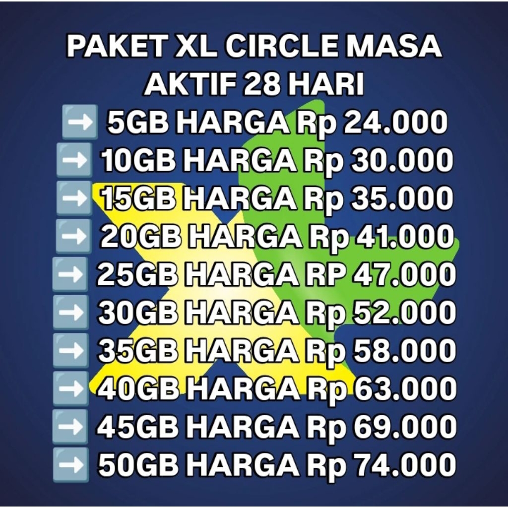 Kuota XL Termurah Circle Murah 24 Jam 28 Hari Paket Data