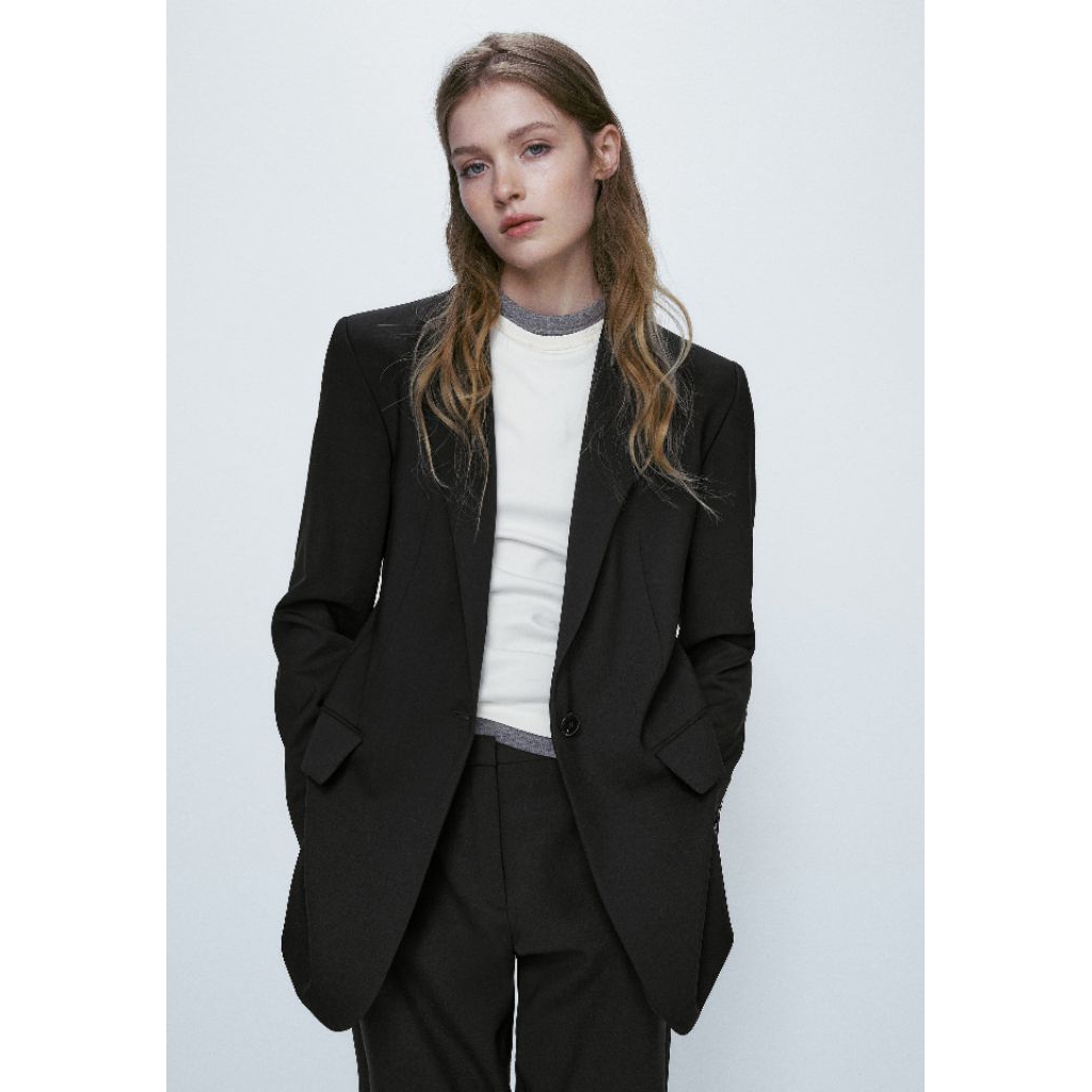BLAZER MASSIMO DUTTI BLACK ASLI ORIGINAL BARU