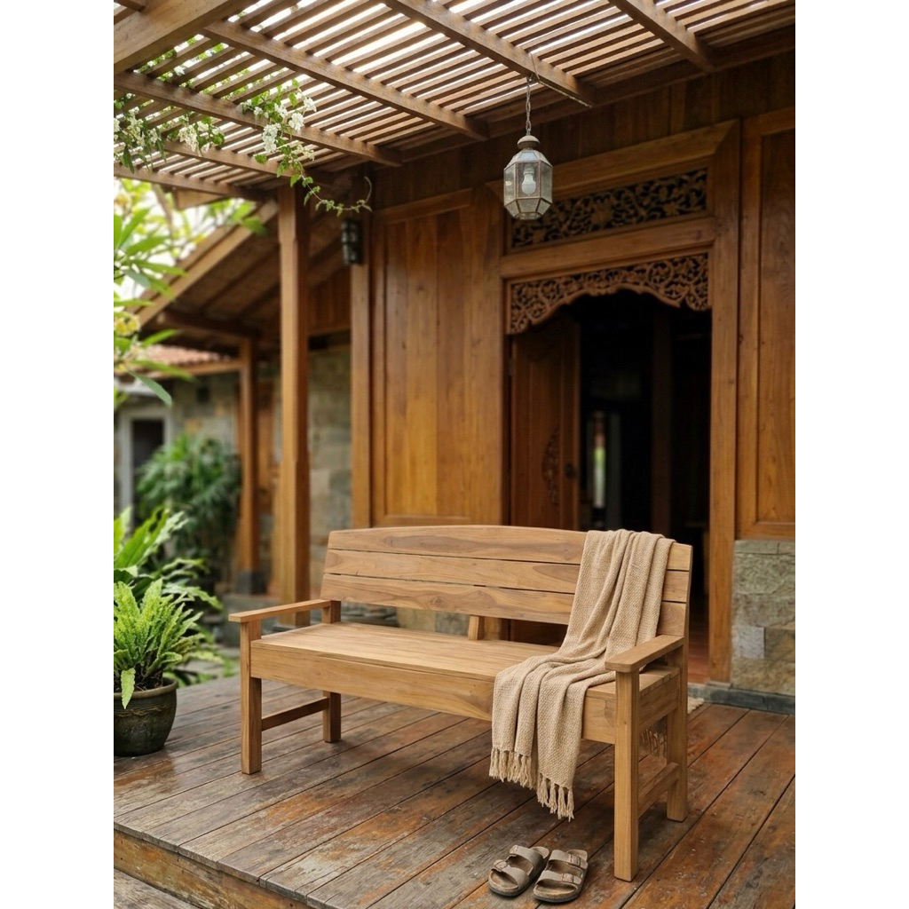 Kursi Sandaran/Kursi Teras/Kursi Panjang Bahan Kayu Jati