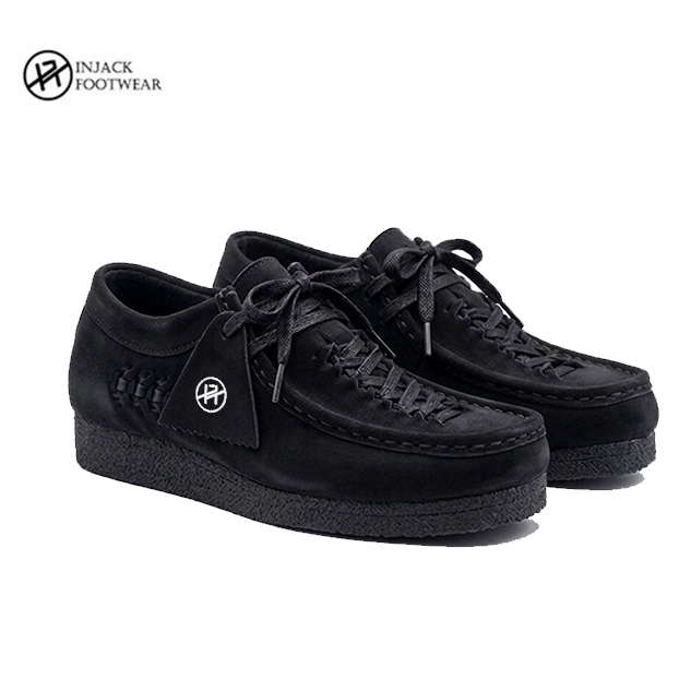 Injack Footwear Hermes Fullblack Sepatu Chunky Suede Casual Wallabee Pria Wanita Sneakers