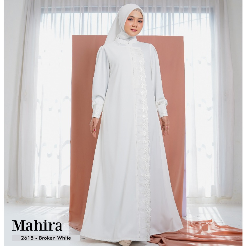 Mahira Dress Kode 2615 by Taneem Muslim Dress Gamis Putih Renda Kajian Muslimah