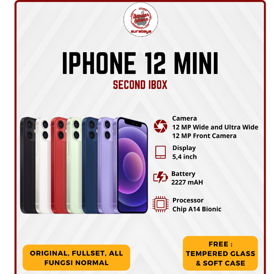 iPhone 12 Mini 64GB/128GB/256GB Fullset Second iBox Bergaransi