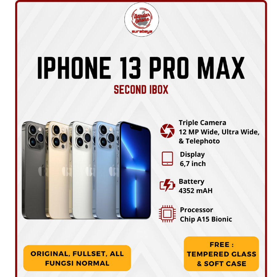 iPhone 13 Pro Max 128GB/256GB/512GB Fullset Second iBox Bergaransi