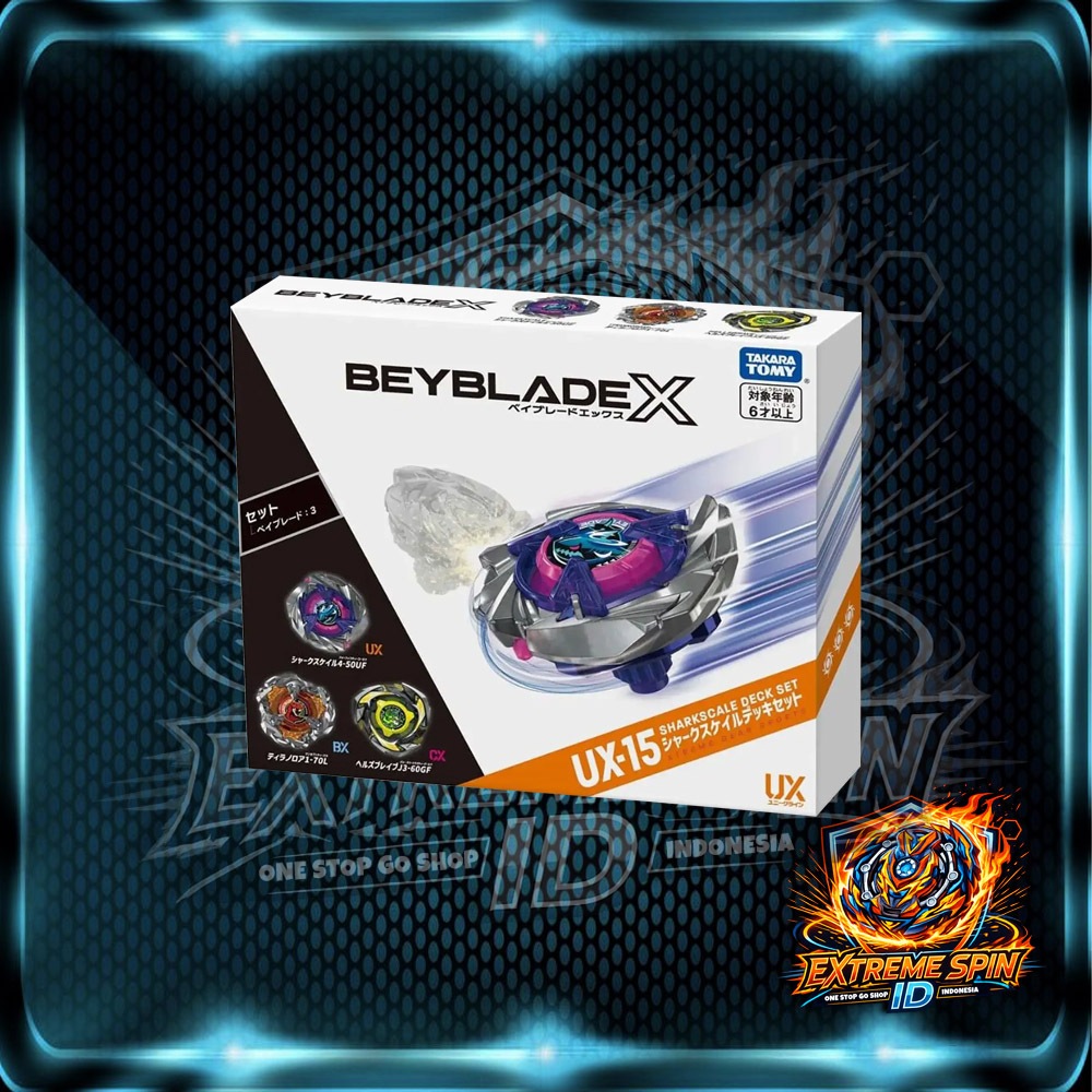 ORIGINAL Takara Tomy Beyblade X UX-15 Shark Scale Deck Set 3 Blades