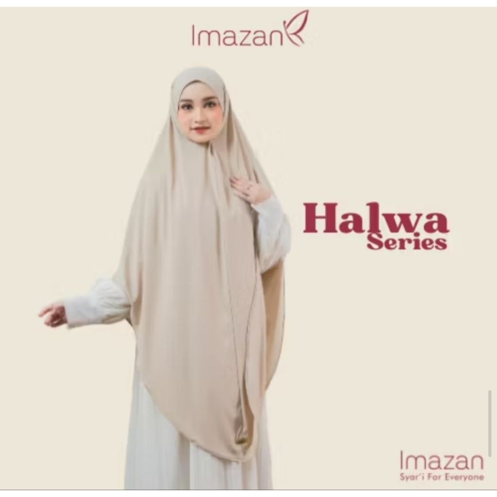 PRELOVED IMAZAN HIJAB SYARI NON PET WARNA VINTAGE KHAKI / KHIMAR SYARI HALWA SERIES / JILBAB INSTAN 
