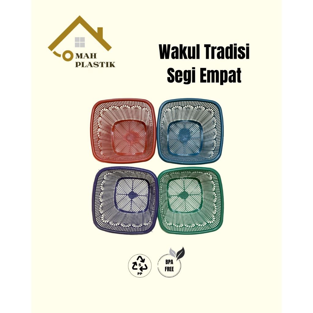 (PAKET HEMAT LUSINAN) WAKUL TRADISI SUPER SEGI EMPAT - BESEK NASI PLASTIK HAJATAN - WADAH NASI KENDU