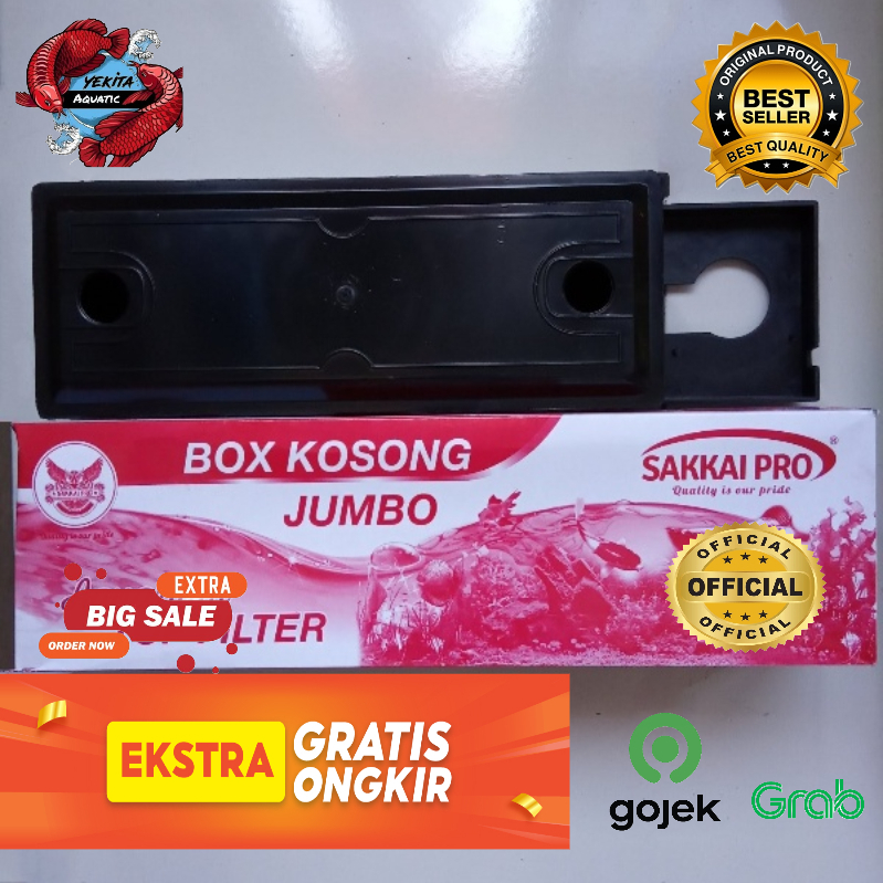 FILLTER BOX SAKKAI  PRO Box Filter Kosong Jumbo 50x13x11cm Plastik Hitam Menyerap Kotoran Aquarium