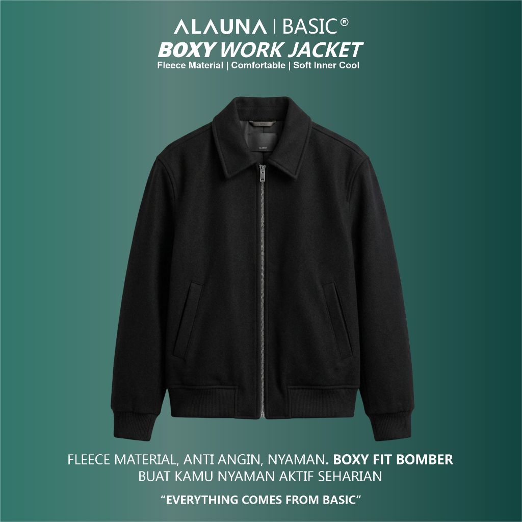 Jaket Pria Bomber Boxy Work Jacket Fleece 280 GSM Premium