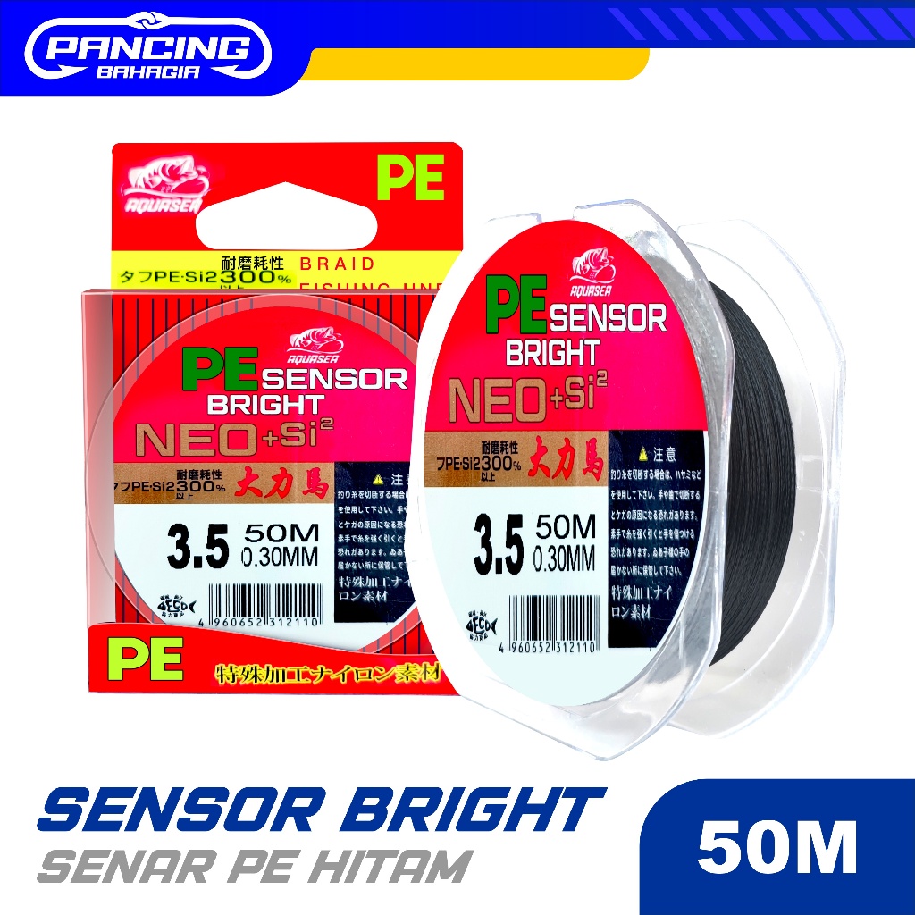 PancingBahagia Tali Pancing PE Sensor Bright Hitam NEO+Jepang Senar Pancing 50m Super Kuat benang PE