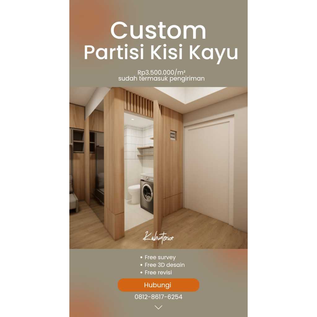 Custom Partisi Kisi Kayu Minimalist