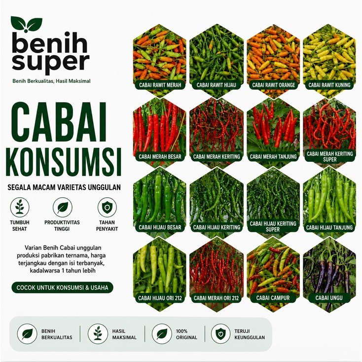 benih super Bibit Cabe Konsumsi Benih Sayuran Cabai Rawit Merah Setan Sayur Unggul Cabe Setan ORI 21
