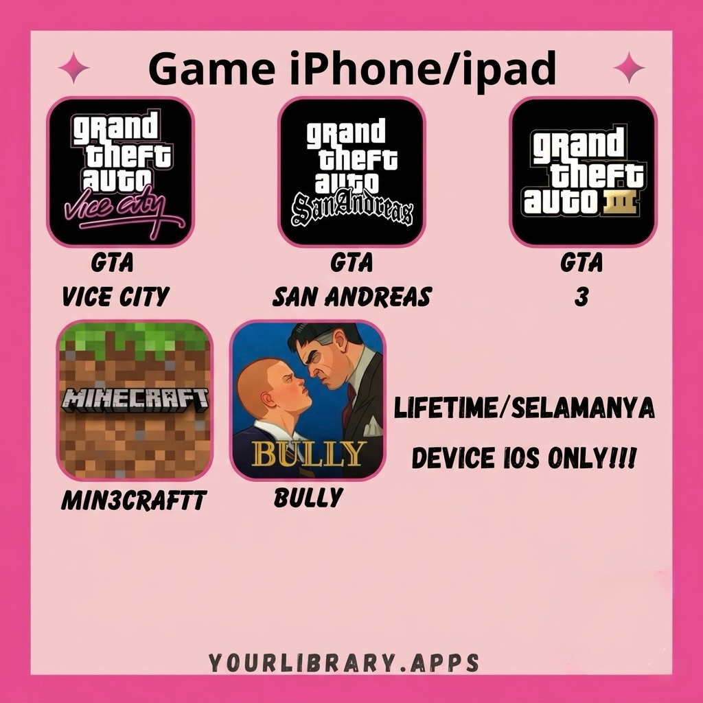 [IOS] promo aplikasi GTA Vice City GTA SA GTA 3 bully minecraftt Game for IOS Devices (Iphone, Ipad)