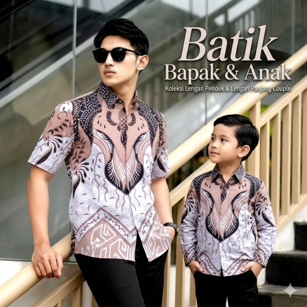 KEMEJA BATIK ANAK BAPAK LENGAN PANJANG Batik Couple Ayah Dan Anak Laki Laki Moderen