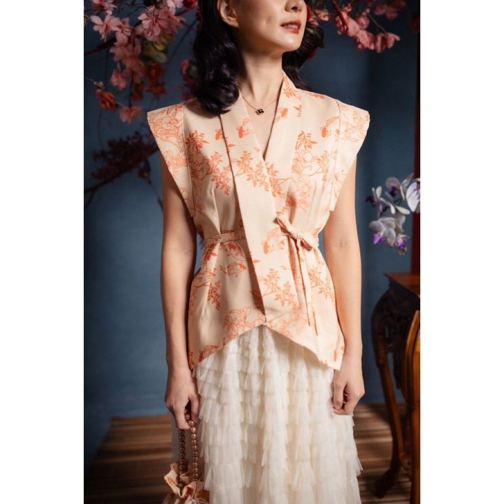 Peach Floral Blouse by Wearing Ins