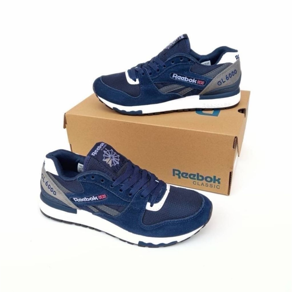Reebol GL 6000 Navy Grey White Sepatu Sneakers