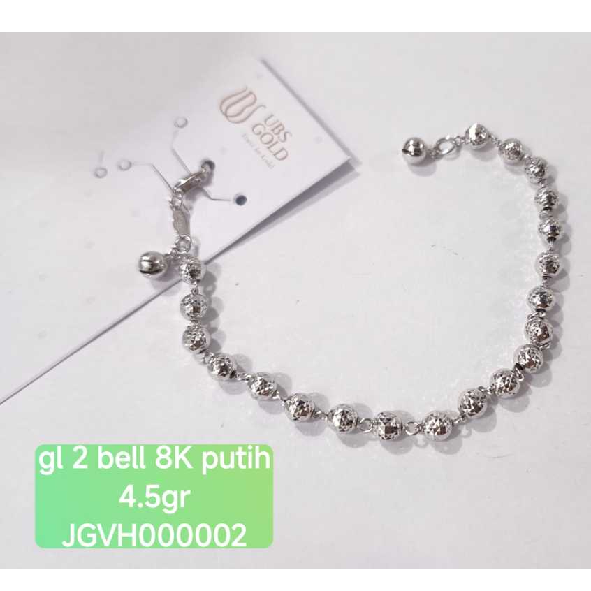 0002 GELANG RANTAI MERICA BIJI LADA WHITE + LONCENG KADAR 375 8K