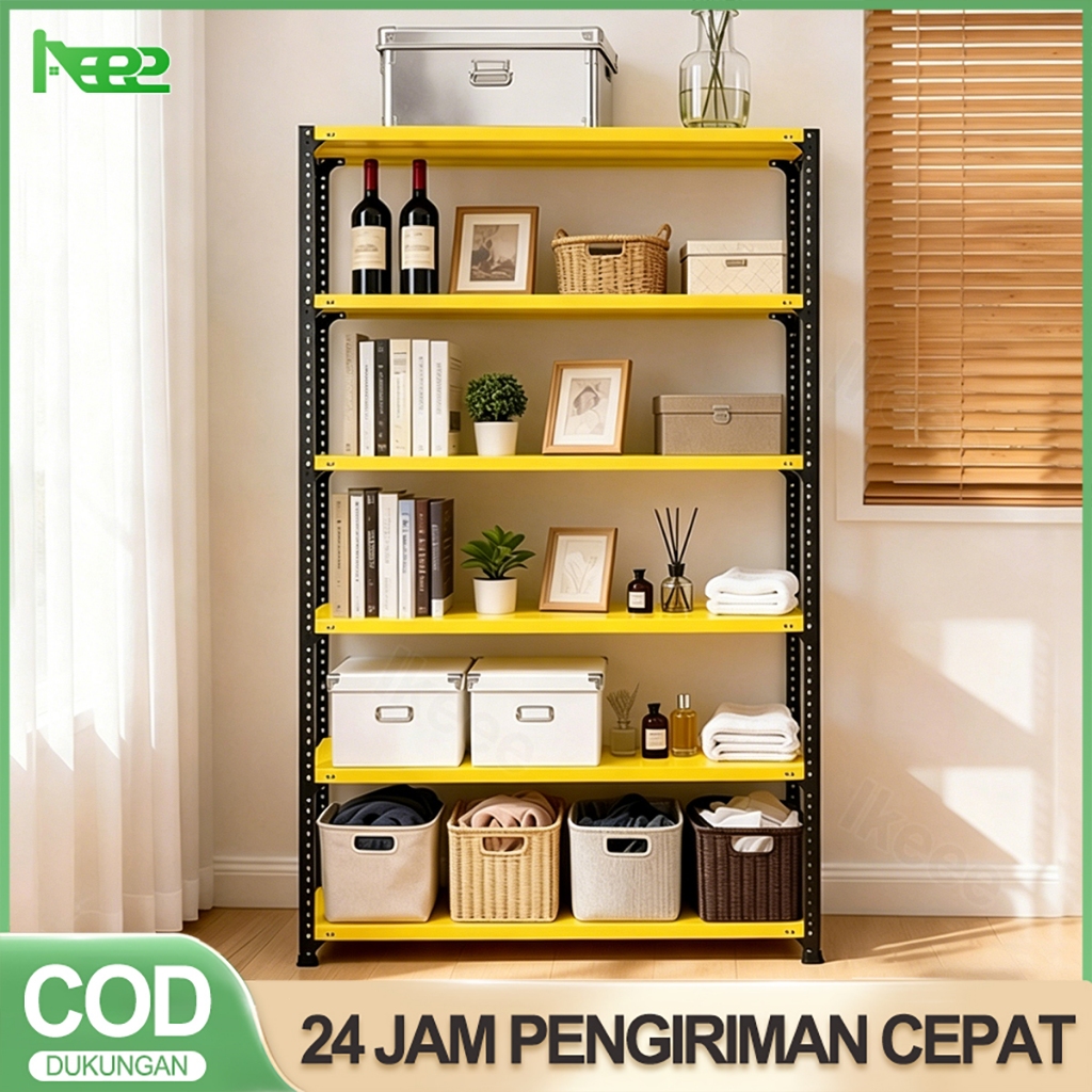 Ready stok 100% BESI Rak Besi 6 tingkat Rack Besi Tinggi 200CM Rak Susun Besi Serbaguna Rak Besi Sik