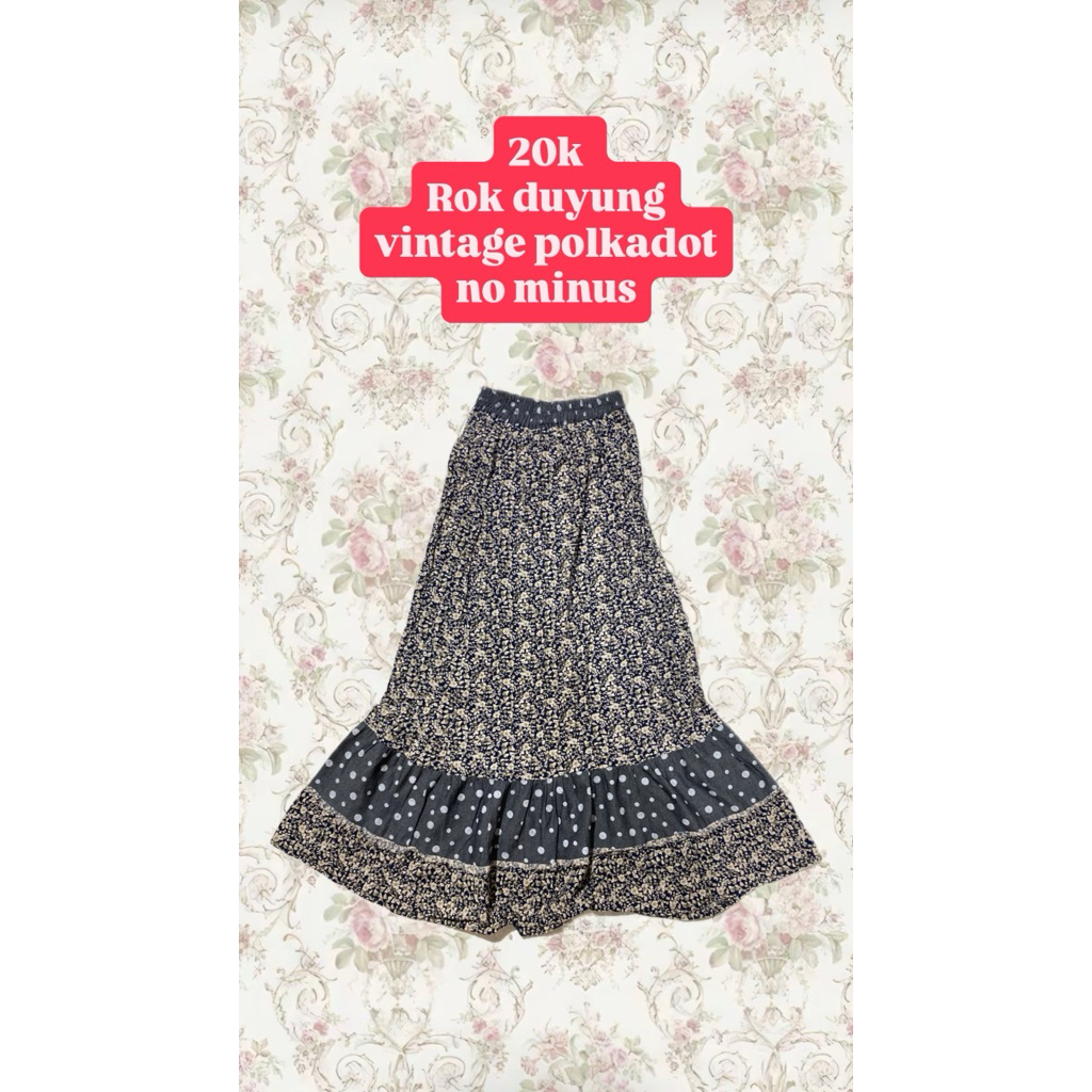 Preloved Rok Maxi Duyung Vintage Polkadot Wanita | Mermaid Skirt Korean Style