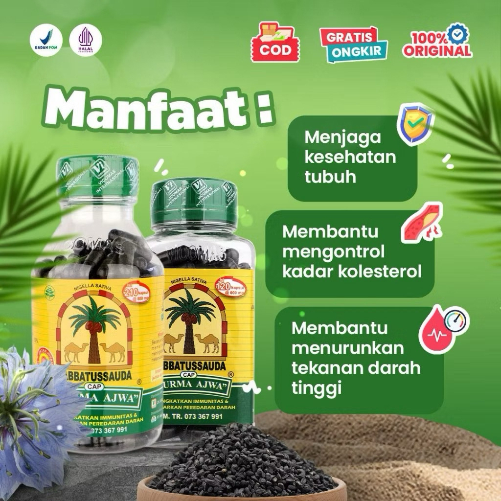 Kapsul habbatussaudah serbuk cap kurma ajwa 210 ori Asli semarang terbaik