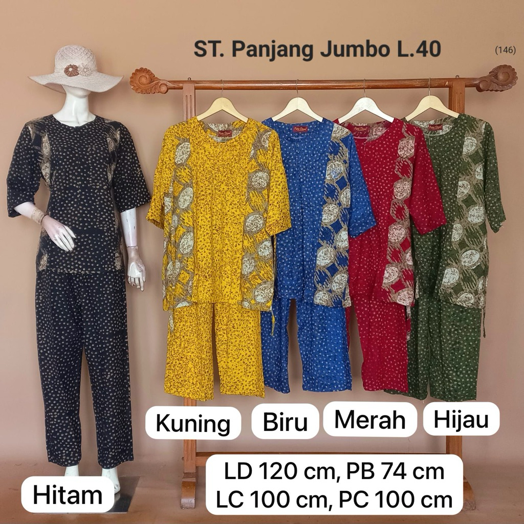 Setelan Batik By Putri Diana lengan 3/4 LD 120 cm Resleting depan Busui friendly