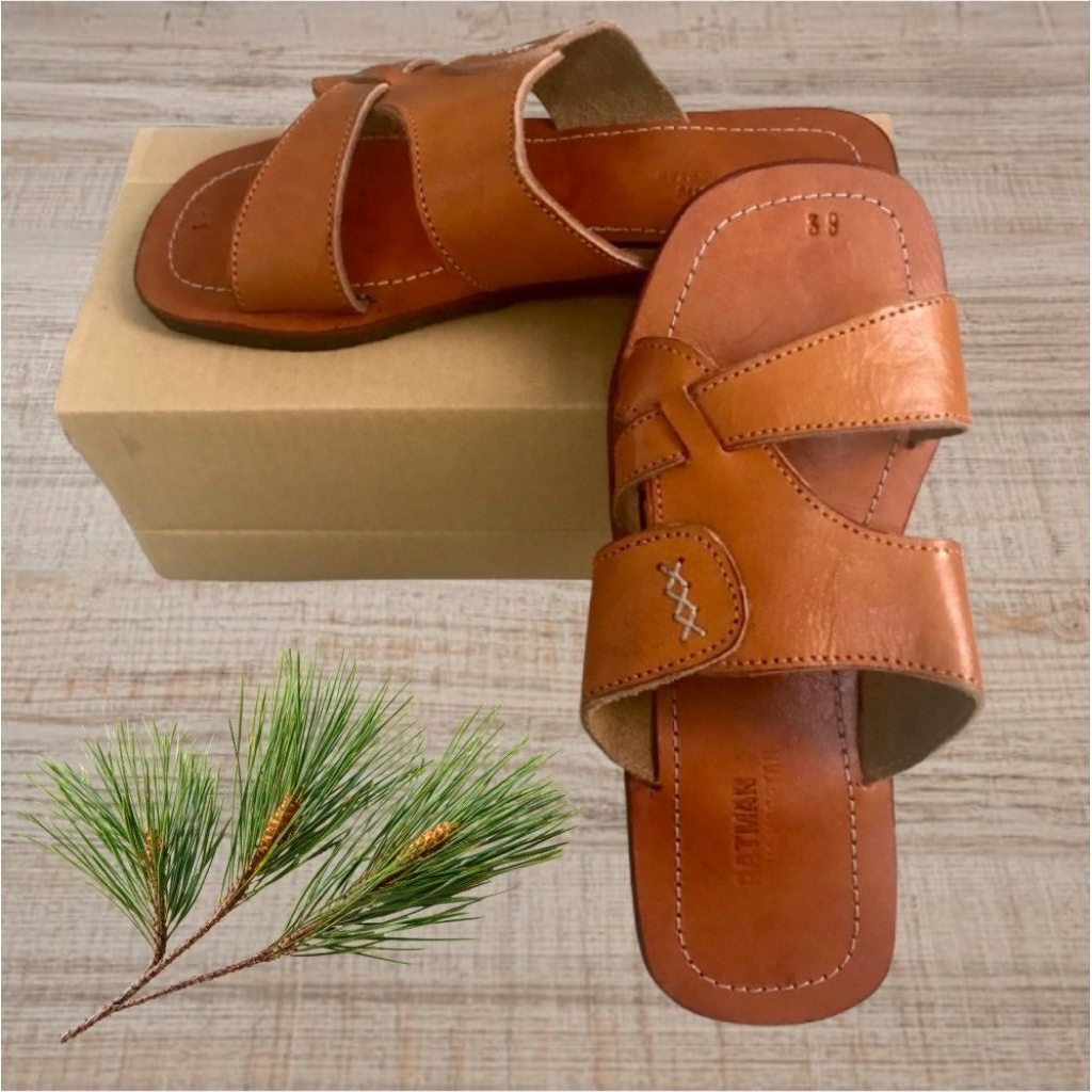 SANDAL PRIA KULIT  SAPI ASLI UKURAN 39-43 ANTISLIP HANDMADE MAGETAN