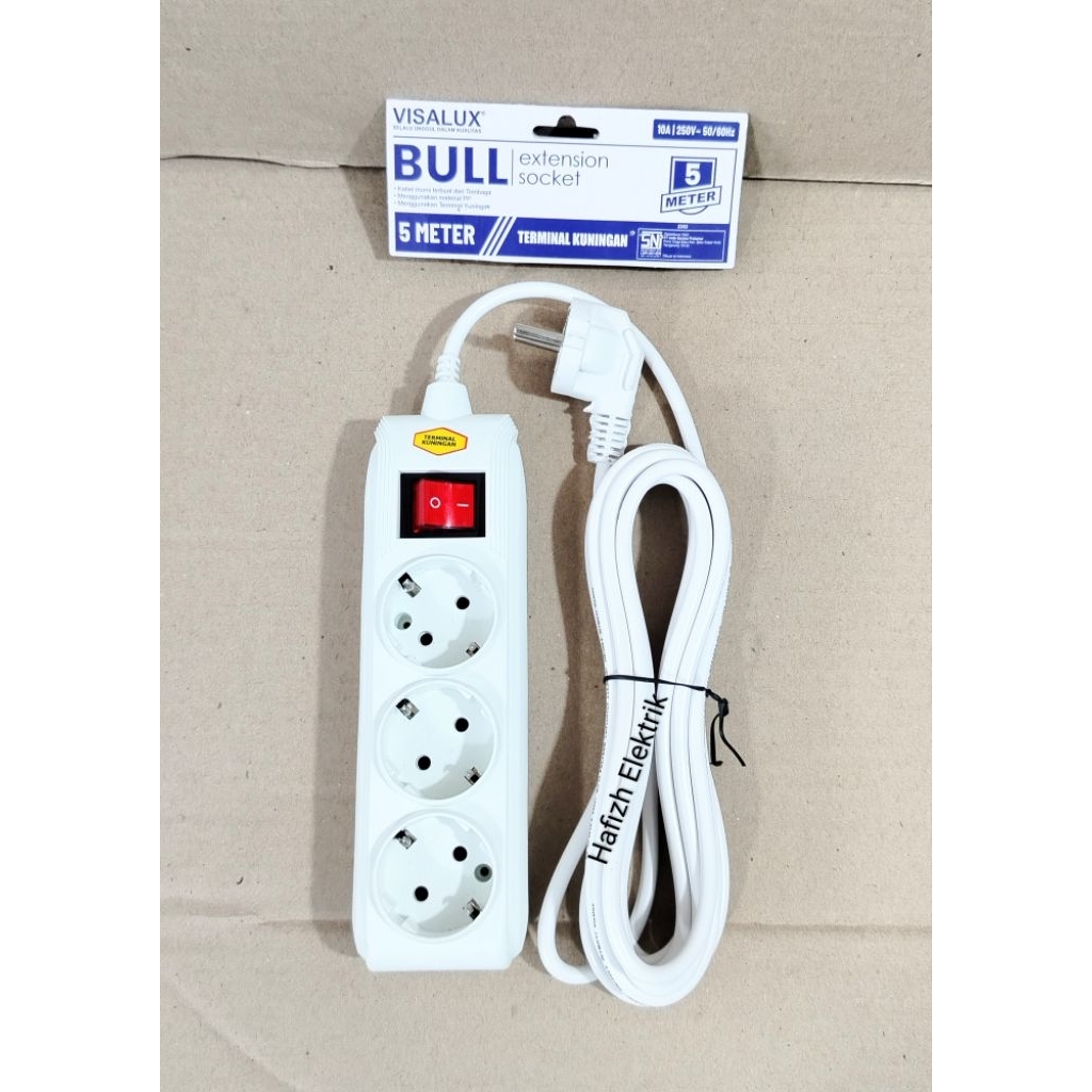 Visalux Stop Kontak Kabel 3 Lubang/4 Meter Visalux Kabel Extension BULL