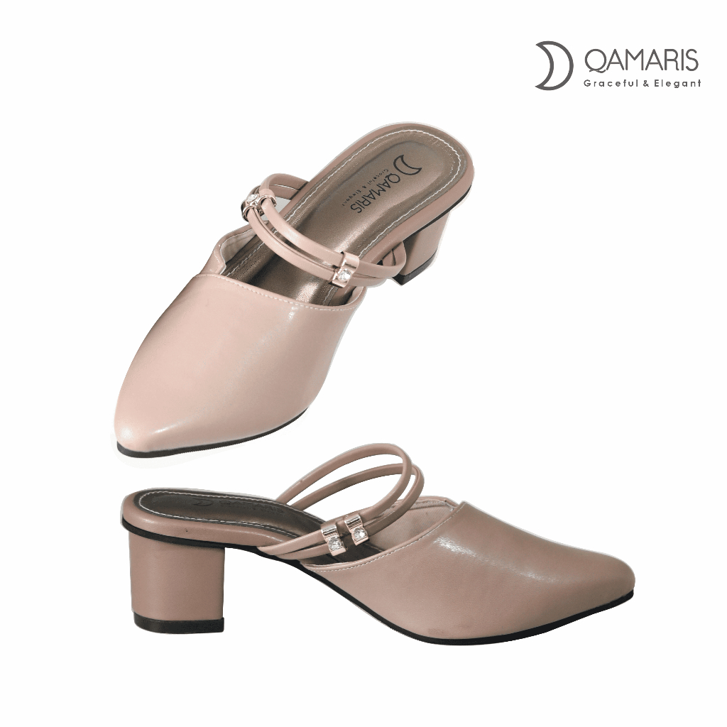 Qamaris - Sepatu Mules Wanita | Hak Tinggi 5 cm