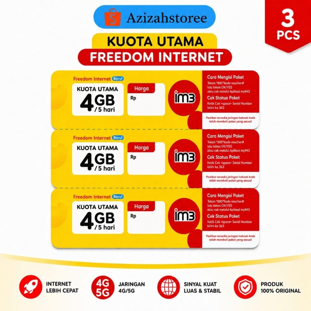 GROSIR VOUCHER IM3 KUOTA UTAMA 4GB/5HARI