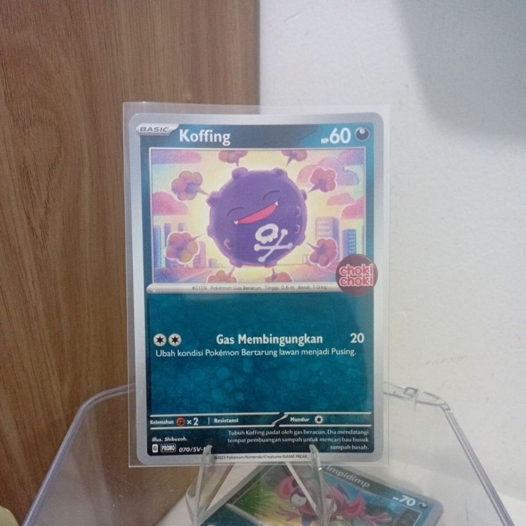kartu pokemon promo choki choki koffing, oddish, meowth (free inner sleeve)