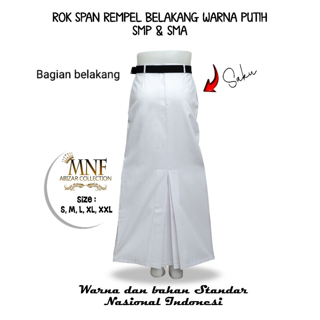 Rok span putih panjang rempel belakang SMP SMA