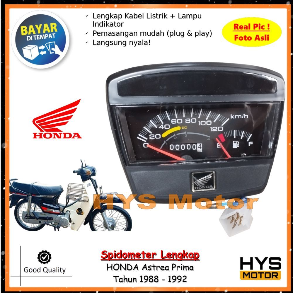 HYS Spidometer Assy HONDA Astrea Prima Lama 1988 - 1992 - Speedometer Kilometer KM Full Set Kabel Mi