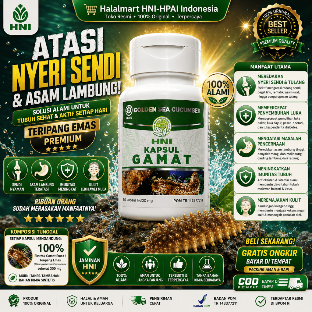 Gamat HNI HPAI Asli Obat Sakit Pinggang  Herbal Pengering Luka Diabetes Dan Jahitan Cepat Kering Isi