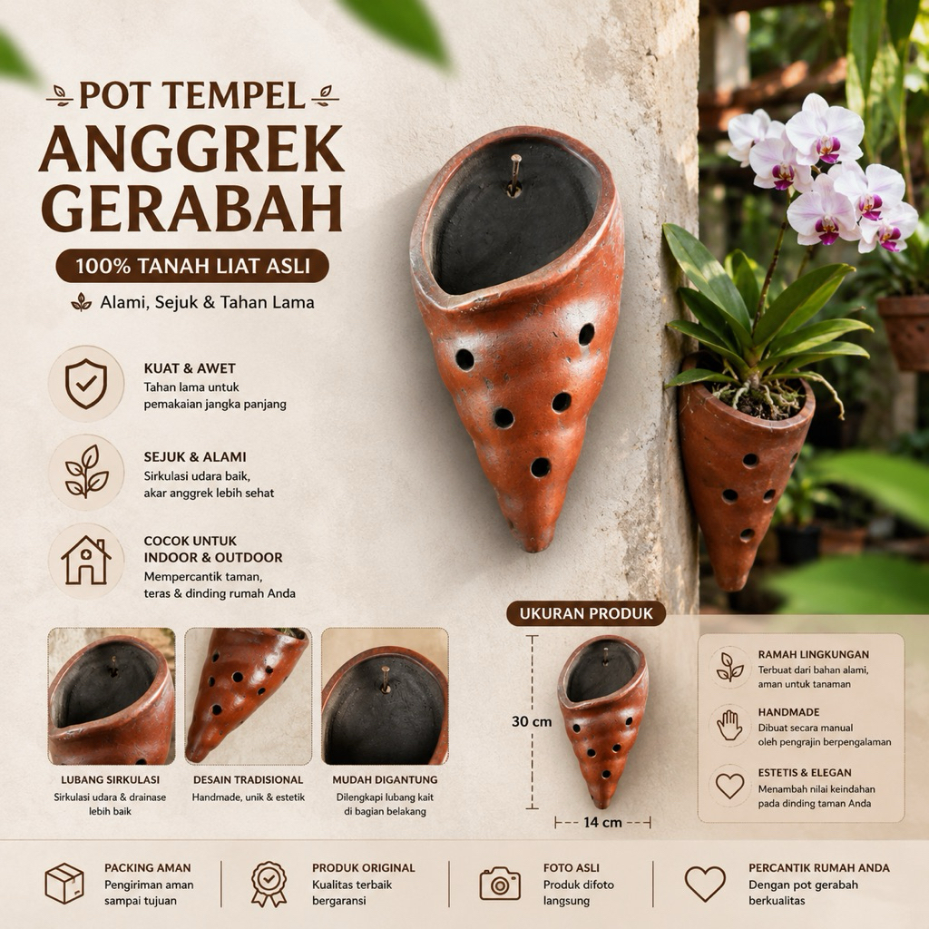 Pot Anggrek Motif Keong Vas Dinding Tempel Bunga