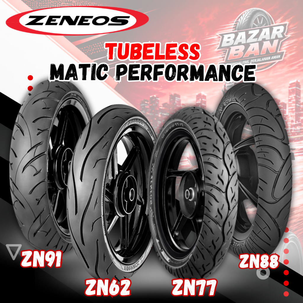 (PRODUKSI TERBARU) BAN ZENEOS RING 14 TUBELESS ZN62 ZN77 ZN88 ( 80/80 - 80/90 - 90/80 - 90/90 - 100/