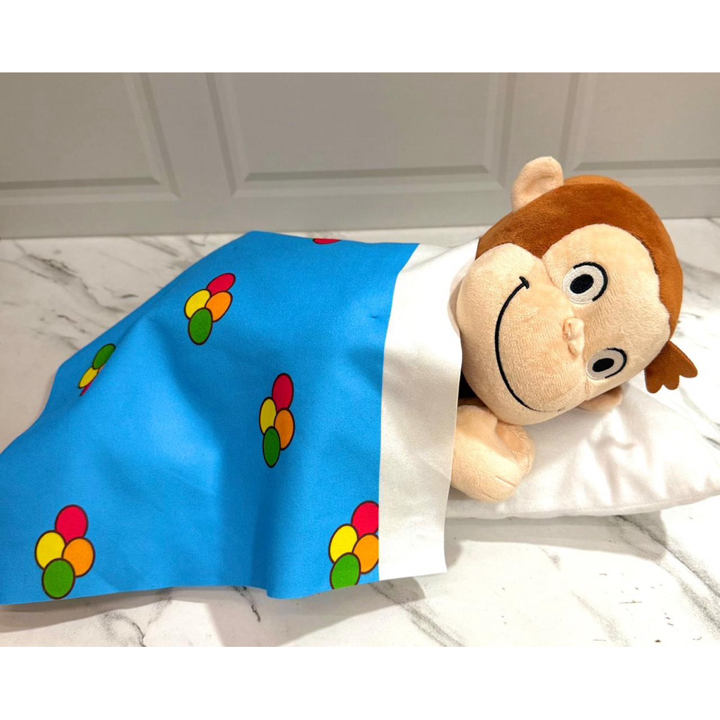 Boneka Plushie Sleeping George Blanket Bed from Curious George Sz Jumbo Sega Curious George