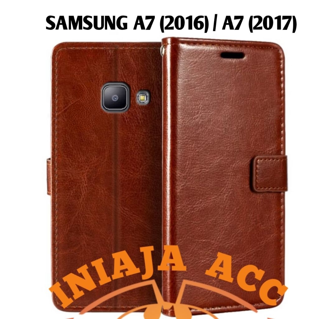 CASE SAMSUNG A7 2016 / A7 2017 LEATHER CASE SARUNG HP DOMPET KULIT FLIP COVER CASE BUKA TUTUP KESING