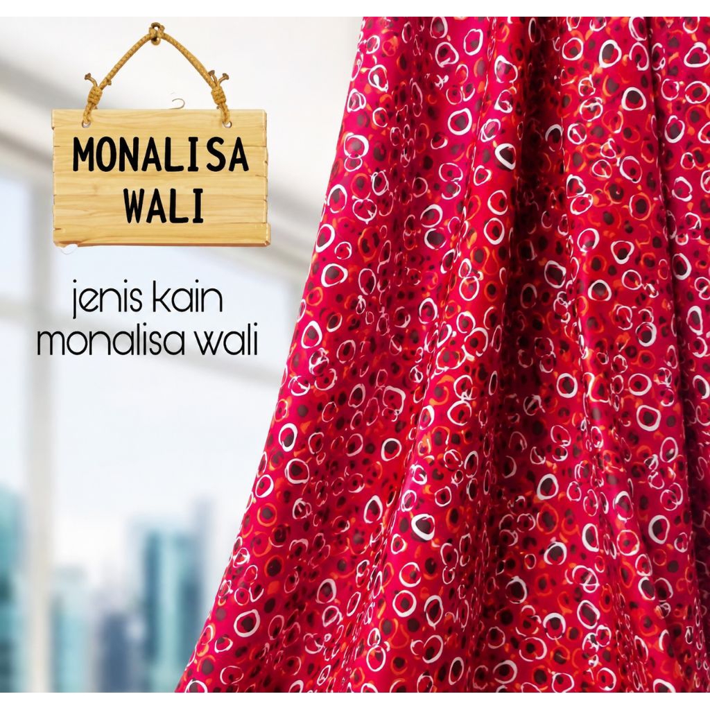 kain monalisa woli, polkadot abstrak pink panta