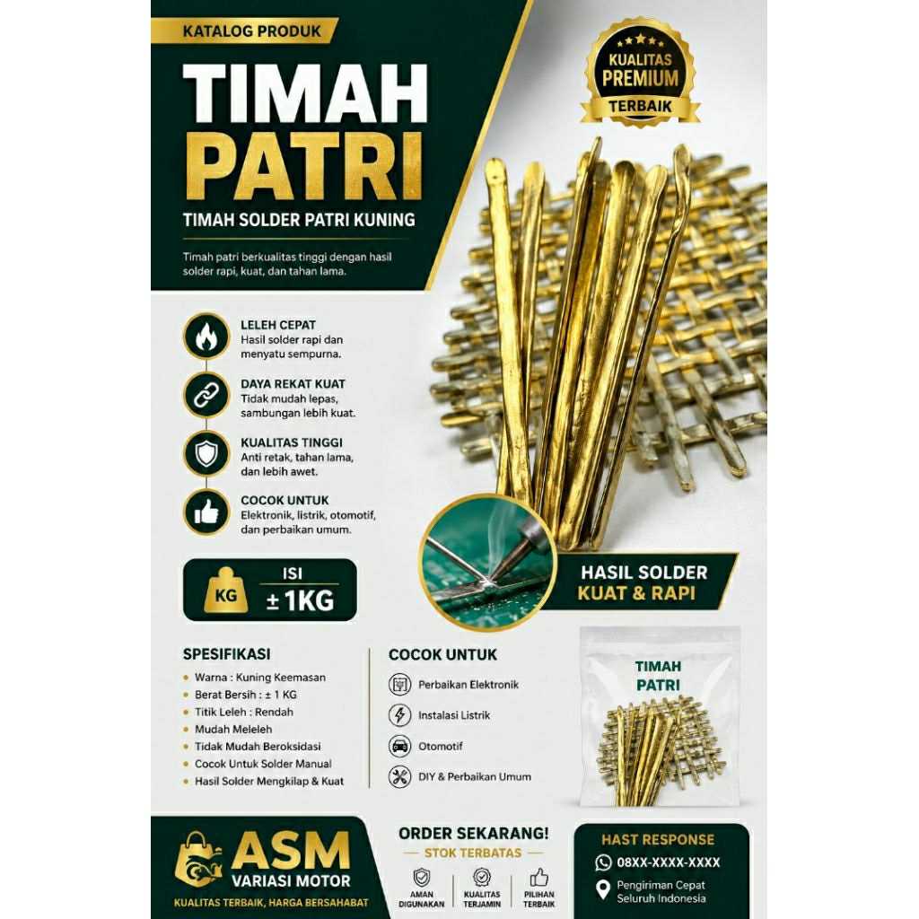 Timah solder patri kuning 1kg isi 15 batang timah patri kuning kualitas bagus timah patri kuning cep