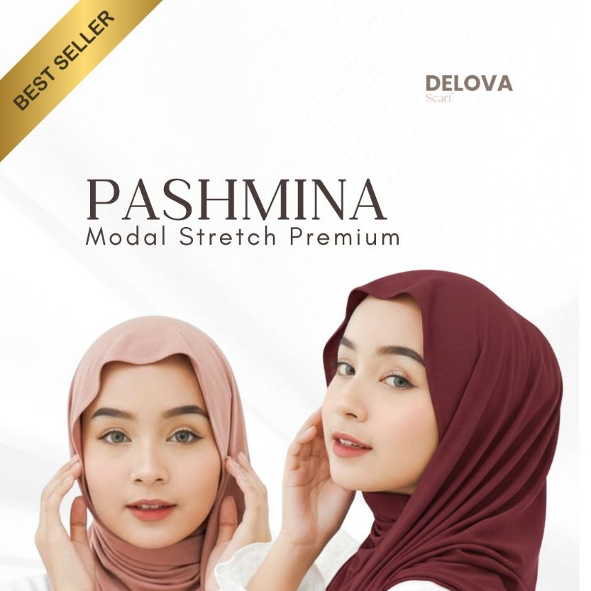 Delova Scarf - PASHMINA MODAL STRETCH  KAOS RAYON Tencel Premium Hijab Mleyot Style Malaysia