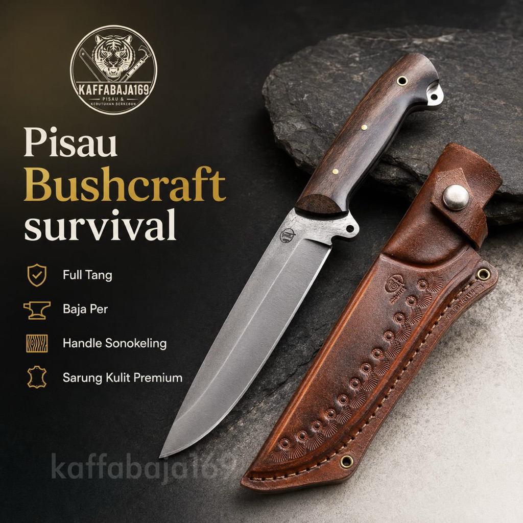 Pisau Bushcraft Survival Fulltang - Skinner Multifungsi