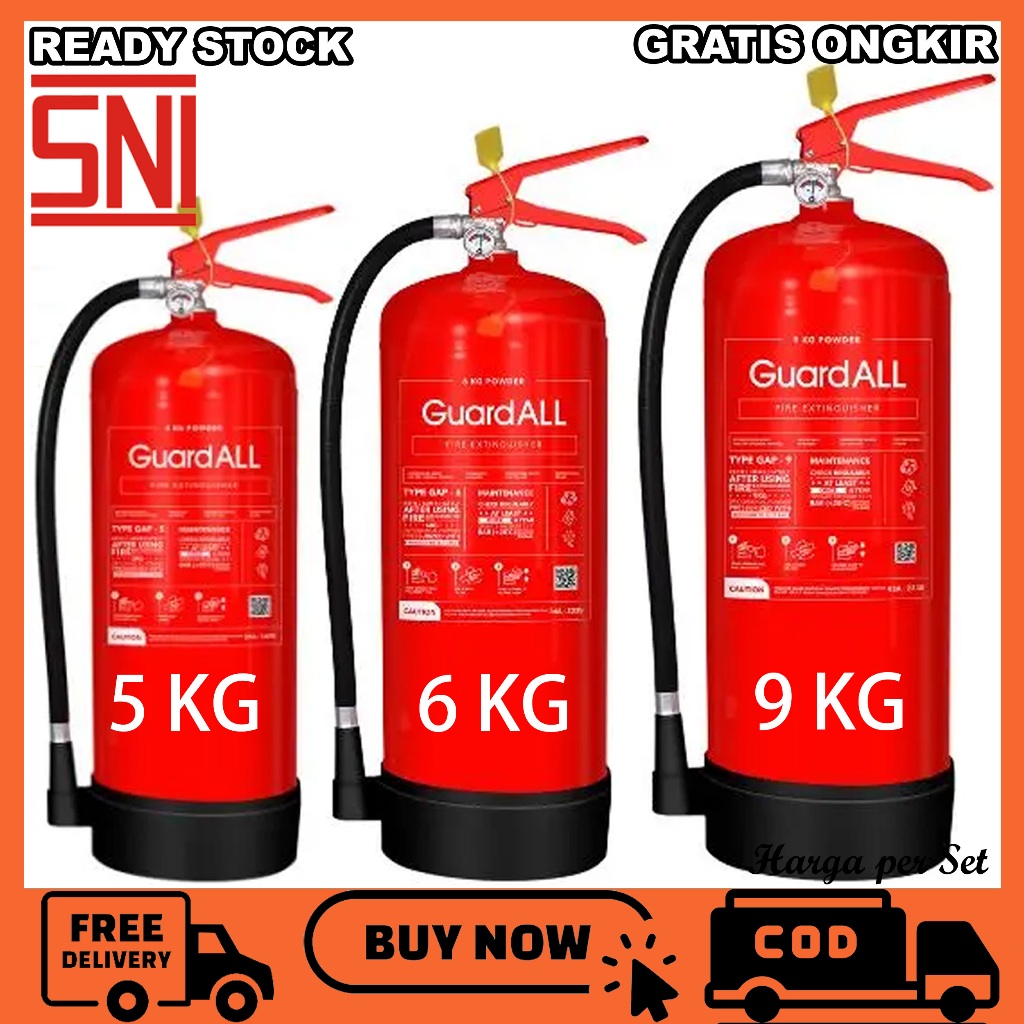 Alat Pemadam Api Kebakaran Apar 9kg 6kg 5kg Keselamatan Perlindungan Serbuk Kimia Kering Dry Damkar 